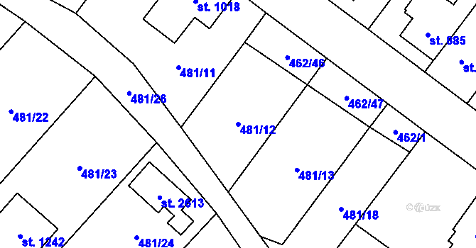 Parcela st. 481/12 v KÚ Třebechovice pod Orebem, Katastrální mapa