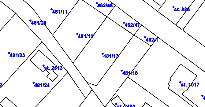 Parcela st. 481/13 v KÚ Třebechovice pod Orebem, Katastrální mapa