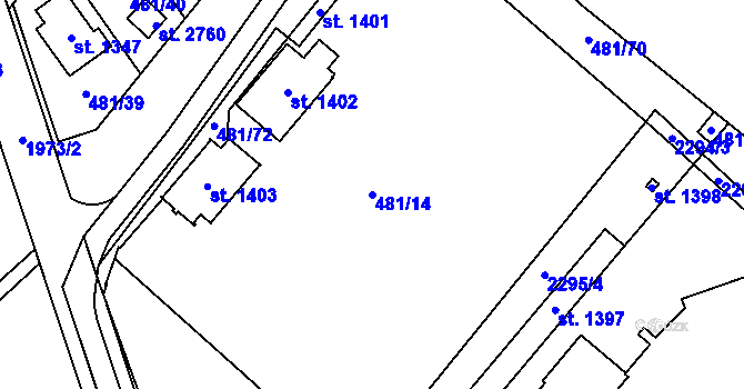 Parcela st. 481/14 v KÚ Třebechovice pod Orebem, Katastrální mapa