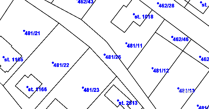 Parcela st. 481/26 v KÚ Třebechovice pod Orebem, Katastrální mapa