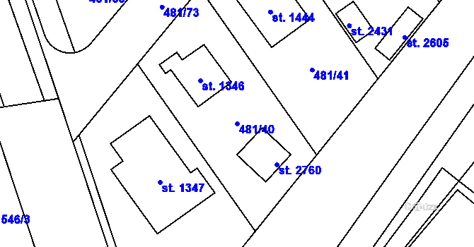 Parcela st. 481/40 v KÚ Třebechovice pod Orebem, Katastrální mapa