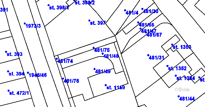 Parcela st. 481/48 v KÚ Třebechovice pod Orebem, Katastrální mapa