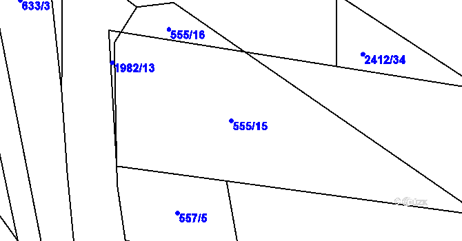 Parcela st. 555/15 v KÚ Třebechovice pod Orebem, Katastrální mapa