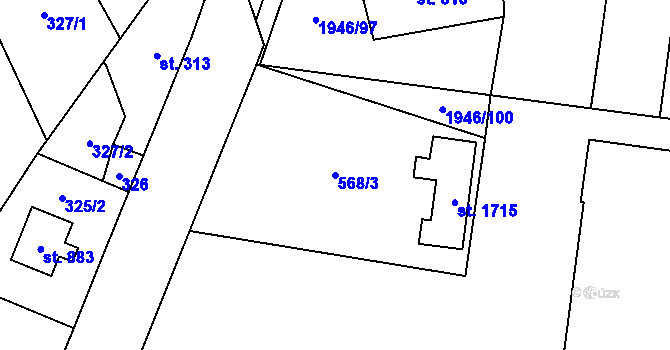 Parcela st. 568/3 v KÚ Třebechovice pod Orebem, Katastrální mapa
