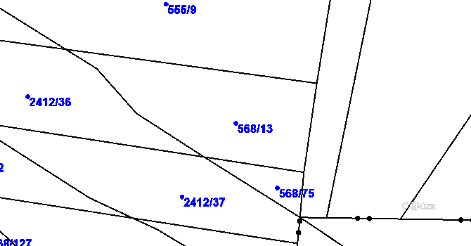 Parcela st. 568/13 v KÚ Třebechovice pod Orebem, Katastrální mapa