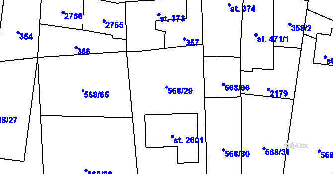 Parcela st. 568/29 v KÚ Třebechovice pod Orebem, Katastrální mapa