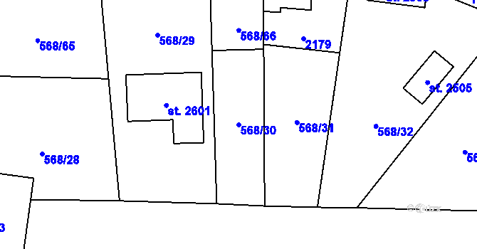 Parcela st. 568/30 v KÚ Třebechovice pod Orebem, Katastrální mapa
