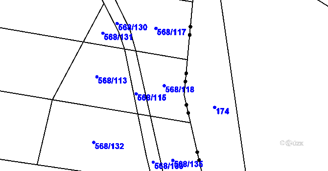 Parcela st. 568/118 v KÚ Třebechovice pod Orebem, Katastrální mapa