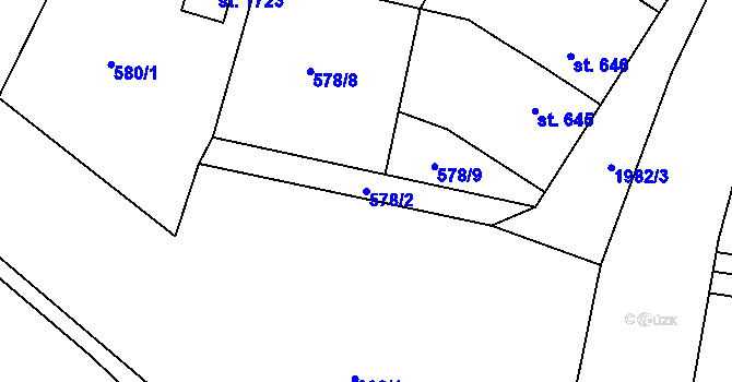 Parcela st. 578/2 v KÚ Třebechovice pod Orebem, Katastrální mapa