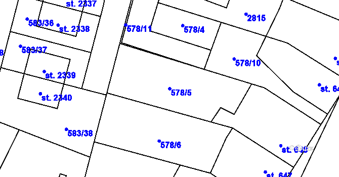 Parcela st. 578/5 v KÚ Třebechovice pod Orebem, Katastrální mapa