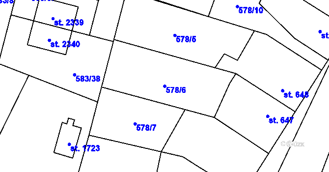 Parcela st. 578/6 v KÚ Třebechovice pod Orebem, Katastrální mapa