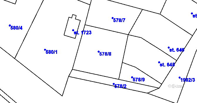 Parcela st. 578/8 v KÚ Třebechovice pod Orebem, Katastrální mapa