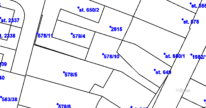 Parcela st. 578/10 v KÚ Třebechovice pod Orebem, Katastrální mapa