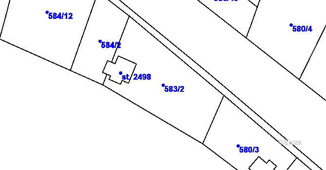 Parcela st. 583/2 v KÚ Třebechovice pod Orebem, Katastrální mapa