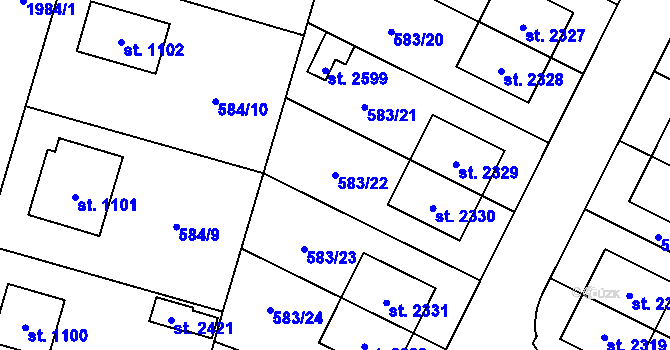 Parcela st. 583/22 v KÚ Třebechovice pod Orebem, Katastrální mapa