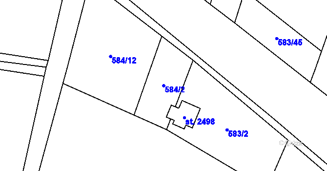 Parcela st. 584/2 v KÚ Třebechovice pod Orebem, Katastrální mapa