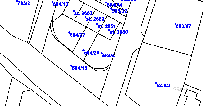 Parcela st. 584/4 v KÚ Třebechovice pod Orebem, Katastrální mapa