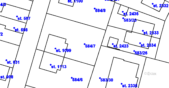 Parcela st. 584/7 v KÚ Třebechovice pod Orebem, Katastrální mapa