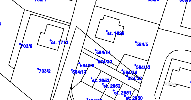 Parcela st. 584/14 v KÚ Třebechovice pod Orebem, Katastrální mapa