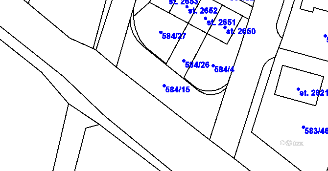 Parcela st. 584/15 v KÚ Třebechovice pod Orebem, Katastrální mapa