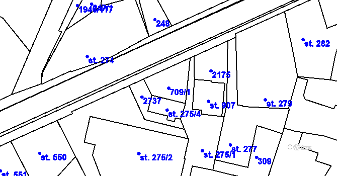 Parcela st. 709/1 v KÚ Třebechovice pod Orebem, Katastrální mapa