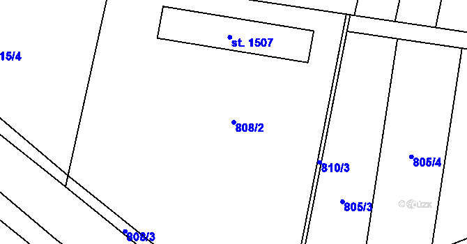 Parcela st. 808/2 v KÚ Třebechovice pod Orebem, Katastrální mapa