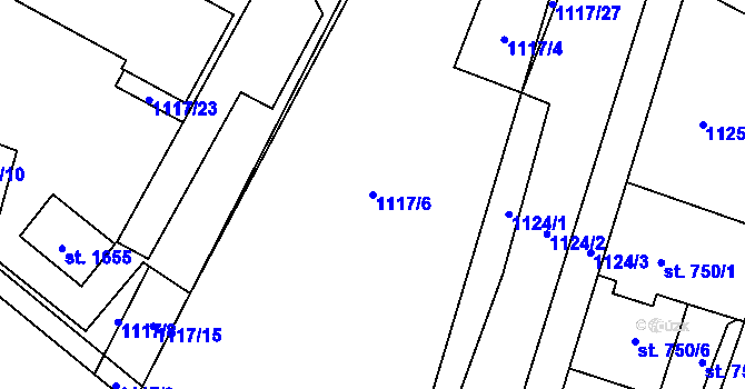 Parcela st. 1117/6 v KÚ Třebechovice pod Orebem, Katastrální mapa