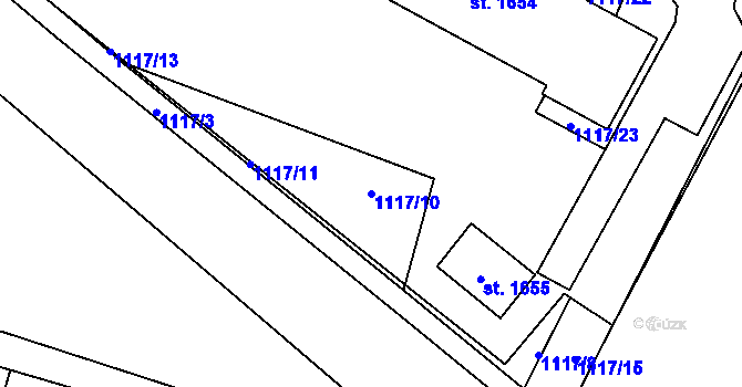 Parcela st. 1117/10 v KÚ Třebechovice pod Orebem, Katastrální mapa