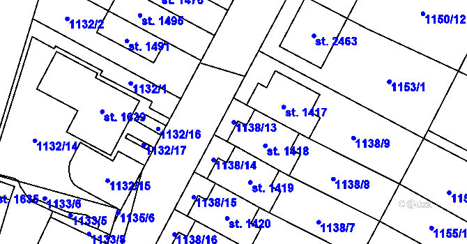 Parcela st. 1138/13 v KÚ Třebechovice pod Orebem, Katastrální mapa