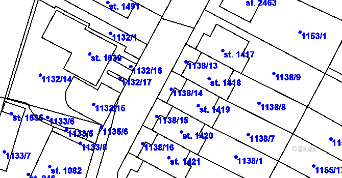 Parcela st. 1138/14 v KÚ Třebechovice pod Orebem, Katastrální mapa