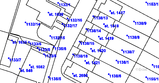 Parcela st. 1138/15 v KÚ Třebechovice pod Orebem, Katastrální mapa