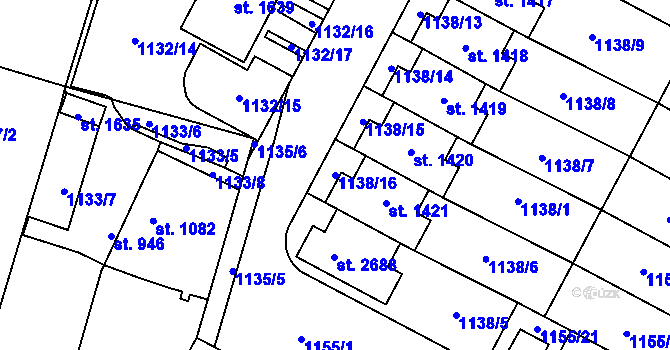 Parcela st. 1138/16 v KÚ Třebechovice pod Orebem, Katastrální mapa