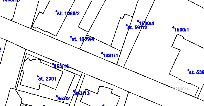 Parcela st. 1491/1 v KÚ Třebechovice pod Orebem, Katastrální mapa