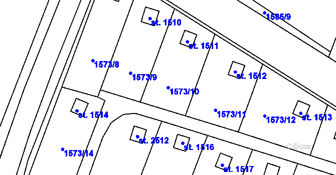 Parcela st. 1573/10 v KÚ Třebechovice pod Orebem, Katastrální mapa
