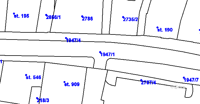 Parcela st. 1947/1 v KÚ Třebechovice pod Orebem, Katastrální mapa