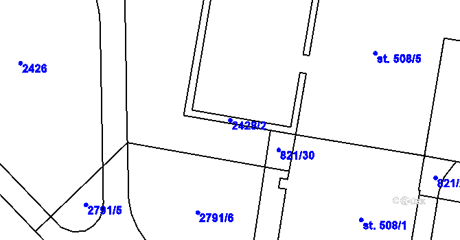Parcela st. 2428/2 v KÚ Třebechovice pod Orebem, Katastrální mapa