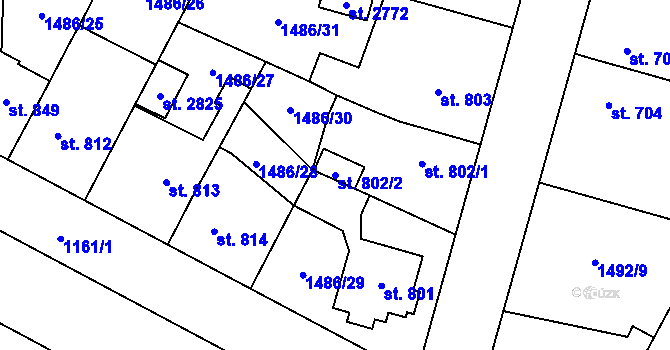 Parcela st. 802/2 v KÚ Třebechovice pod Orebem, Katastrální mapa