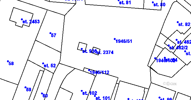Parcela st. 2374 v KÚ Třebechovice pod Orebem, Katastrální mapa
