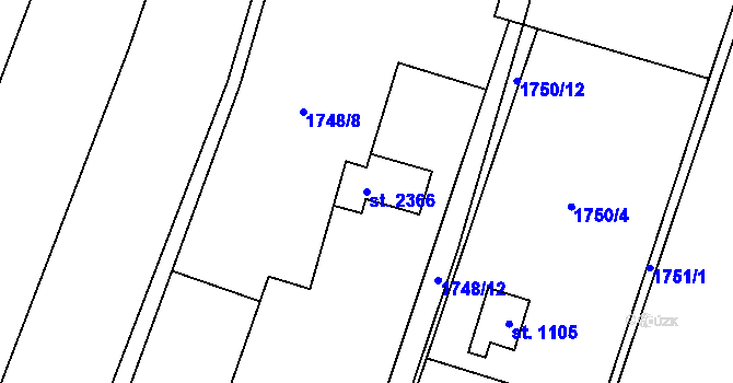 Parcela st. 2366 v KÚ Třebechovice pod Orebem, Katastrální mapa