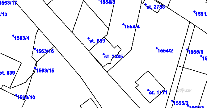 Parcela st. 2385 v KÚ Třebechovice pod Orebem, Katastrální mapa