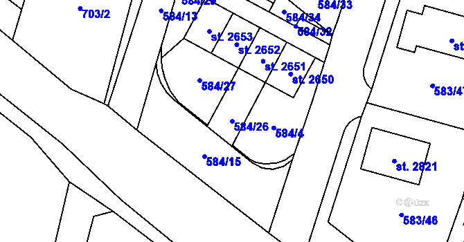 Parcela st. 584/26 v KÚ Třebechovice pod Orebem, Katastrální mapa