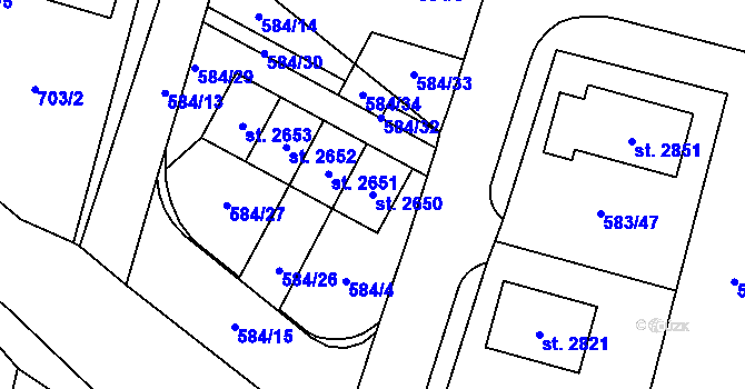 Parcela st. 2650 v KÚ Třebechovice pod Orebem, Katastrální mapa