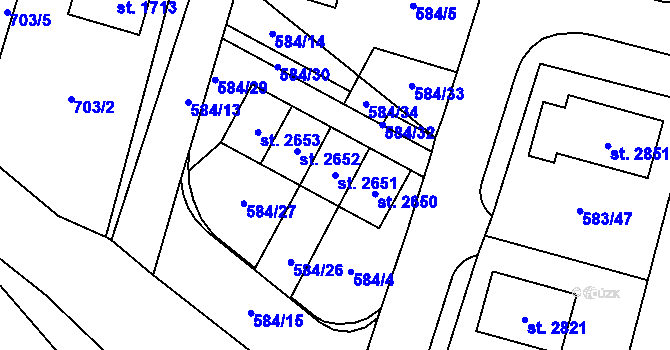 Parcela st. 2651 v KÚ Třebechovice pod Orebem, Katastrální mapa