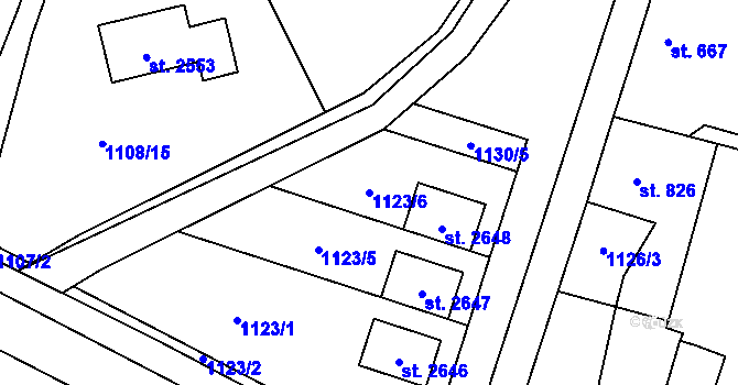 Parcela st. 1123/6 v KÚ Třebechovice pod Orebem, Katastrální mapa