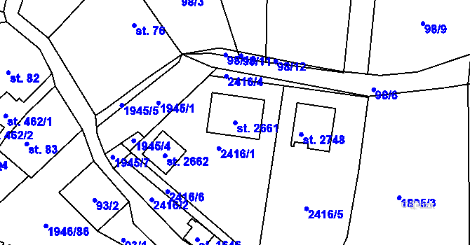 Parcela st. 2661 v KÚ Třebechovice pod Orebem, Katastrální mapa