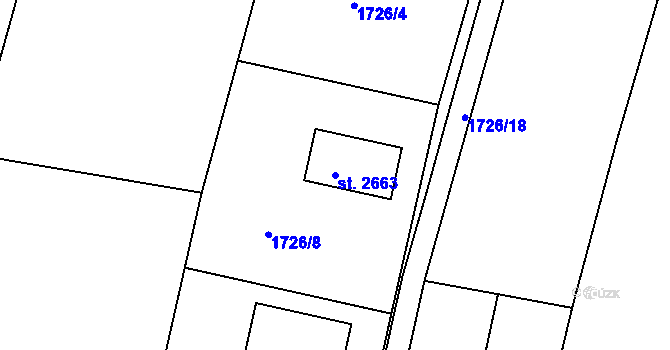 Parcela st. 2663 v KÚ Třebechovice pod Orebem, Katastrální mapa