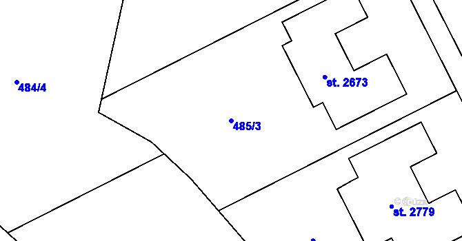Parcela st. 485/3 v KÚ Třebechovice pod Orebem, Katastrální mapa