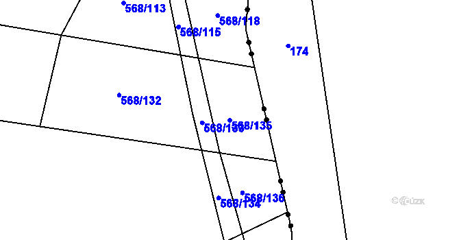 Parcela st. 568/135 v KÚ Třebechovice pod Orebem, Katastrální mapa