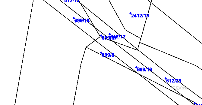 Parcela st. 699/8 v KÚ Třebechovice pod Orebem, Katastrální mapa