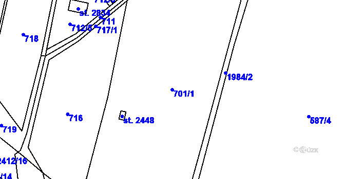 Parcela st. 701/1 v KÚ Třebechovice pod Orebem, Katastrální mapa